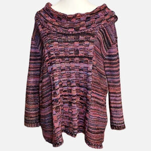 Kim Rogers Multicolored Sweater with Cowl Neck‎